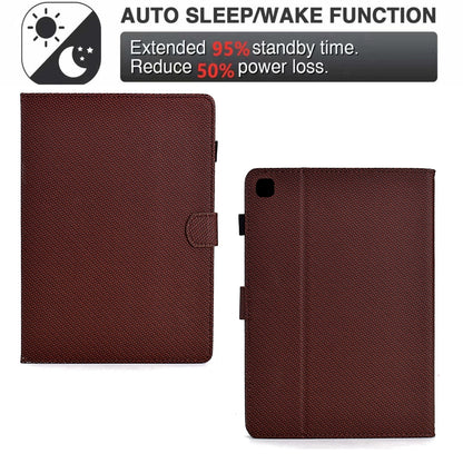 For Samsung Galaxy Tab S6 Lite Solid Color Fiber Texture Smart Tablet Leather Case(Brown) - Tab S6 Lite P610 / P615 by buy2fix | Online Shopping UK | buy2fix