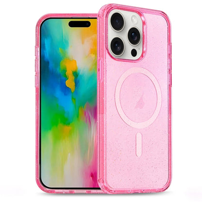 For iPhone 16 Pro Glitter Powder TPU Hybrid PC MagSafe Phone Case(Pink) - iPhone 16 Pro Cases by buy2fix | Online Shopping UK | buy2fix