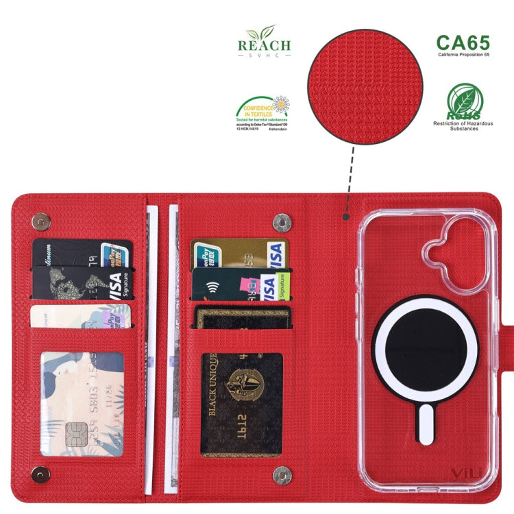 For iPhone 14 Plus ViLi GHA-C Series RFID MagSafe Magnetic Flip Leather Phone Case(Red) - iPhone 14 Plus Cases by ViLi | Online Shopping UK | buy2fix