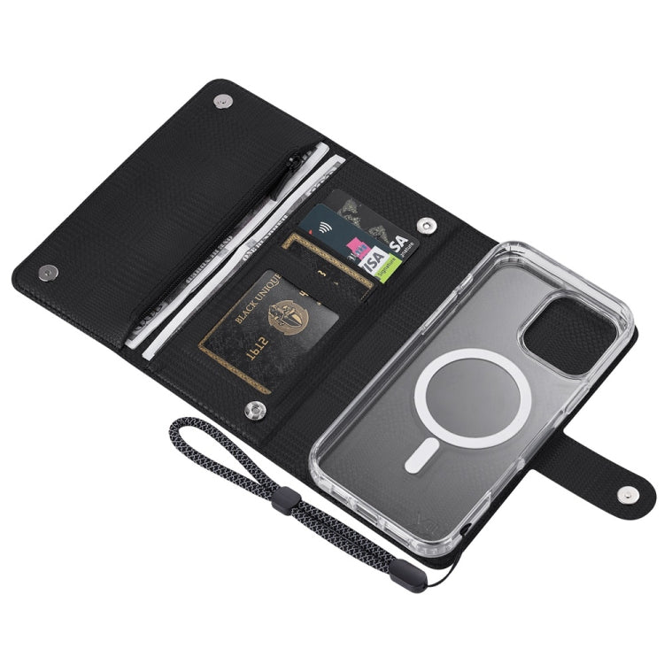 For iPhone 15 ViLi GHB-C Series RFID MagSafe Magnetic Flip Leather Phone Case(Black) - iPhone 15 Cases by ViLi | Online Shopping UK | buy2fix