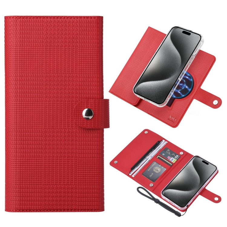 For iPhone 15 Pro ViLi GHB-C Series RFID MagSafe Magnetic Flip Leather Phone Case(Red) - iPhone 15 Pro Cases by ViLi | Online Shopping UK | buy2fix