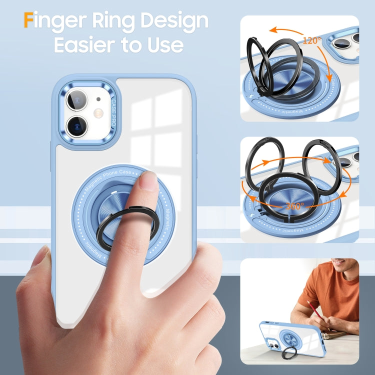 For iPhone 16 Plus Magnetic Rotating Ring Holder Phone Case(Light Blue) - iPhone 16 Plus Cases by buy2fix | Online Shopping UK | buy2fix