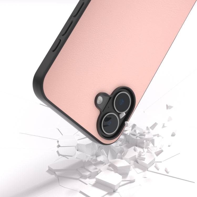 For iPhone 16 Plus PU Leather Black Frame Full Coverage Phone Case(Light Pink) - iPhone 16 Plus Cases by buy2fix | Online Shopping UK | buy2fix