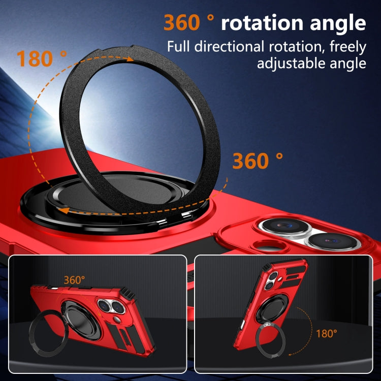 For iPhone 16 Rotating Magnetic Holder Phone Case(Red) - iPhone 16 Cases by buy2fix | Online Shopping UK | buy2fix