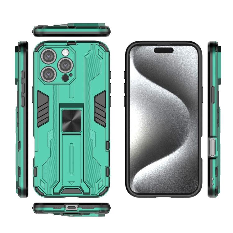 For iPhone 16 Pro Max Supersonic PC + TPU Holder Phone Case(Green) - iPhone 16 Pro Max Cases by buy2fix | Online Shopping UK | buy2fix