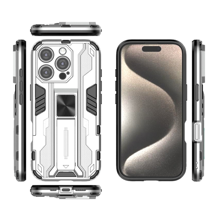 For iPhone 16 Pro Supersonic PC + TPU Holder Phone Case(White) - iPhone 16 Pro Cases by buy2fix | Online Shopping UK | buy2fix