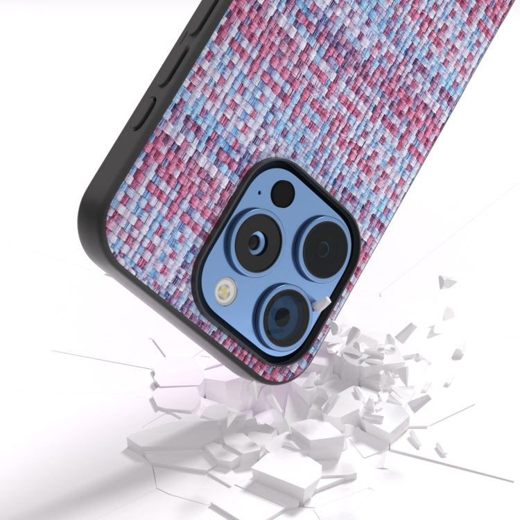 For iPhone 16 Pro Black Frame Color Lattice Texture PU Phone Case(Purple) - iPhone 16 Pro Cases by buy2fix | Online Shopping UK | buy2fix