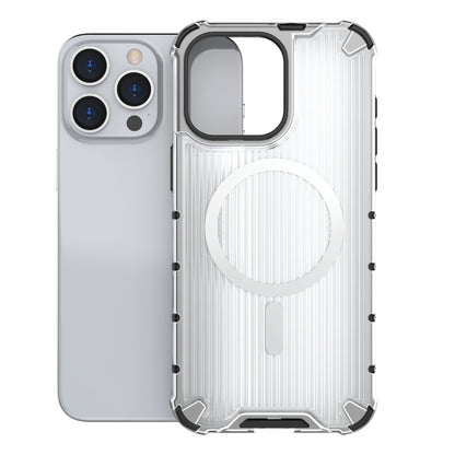 For iPhone 14 Pro Grating Airbag Shockproof MagSafe Frosted Phone Case(Transparent) - iPhone 14 Pro Cases by buy2fix | Online Shopping UK | buy2fix