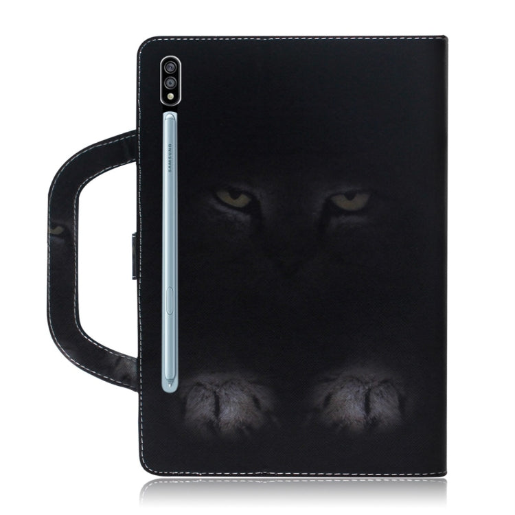 For Samsung Galaxy Tab S7 T870 (2020) 3D Colored Drawing Horizontal Flip Leather Case with Holder & Card Slot & Wallet & Handle(Mysterious Cat) - Other Galaxy Tab PC by buy2fix | Online Shopping UK | buy2fix