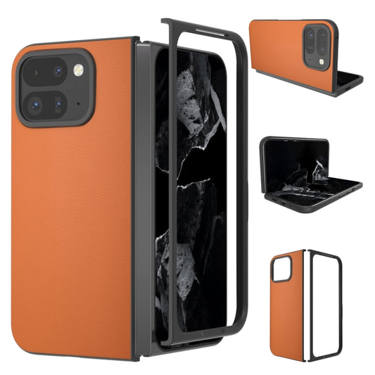 For Google Pixel 9 Pro Fold PU Leather Black Frame Full Coverage Phone Case(Orange) - Google Cases by buy2fix | Online Shopping UK | buy2fix