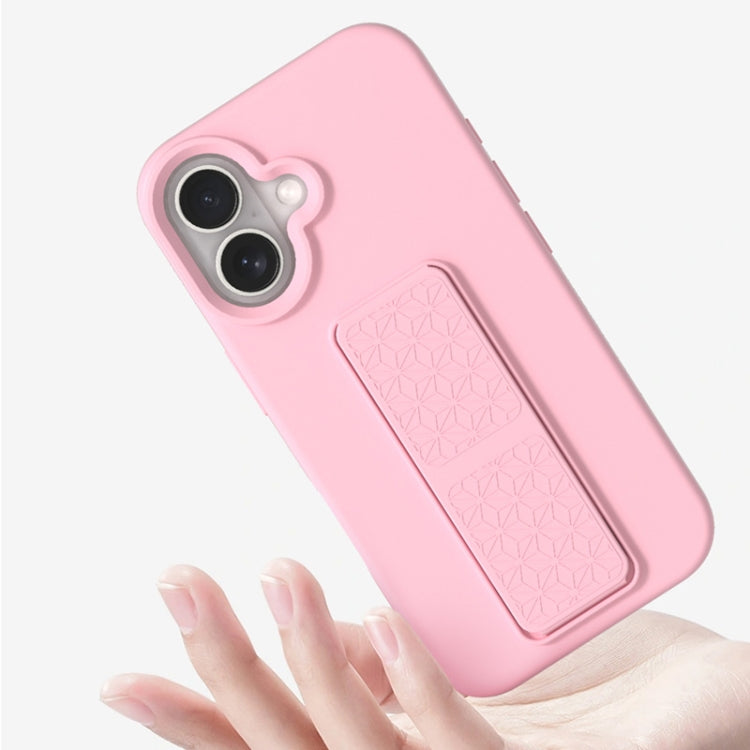 For iPhone 16 Liquid Silicone Holder Phone Case(Brilliant Pink) - iPhone 16 Cases by buy2fix | Online Shopping UK | buy2fix