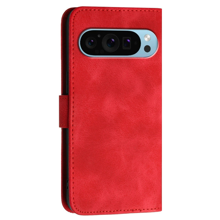 For Google Pixel 9 Pro XL YX0080 Grid Butterfly Embossed Pattern Flip Leather Phone Case with Lanyard(Red) - Google Cases by buy2fix | Online Shopping UK | buy2fix