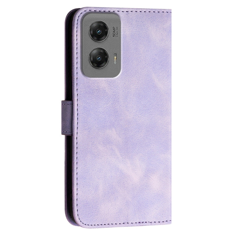 For Motorola Moto G Stylus 5G 2024 YX0080 Grid Butterfly Embossed Pattern Flip Leather Phone Case with Lanyard(Light Purple) - Motorola Cases by buy2fix | Online Shopping UK | buy2fix