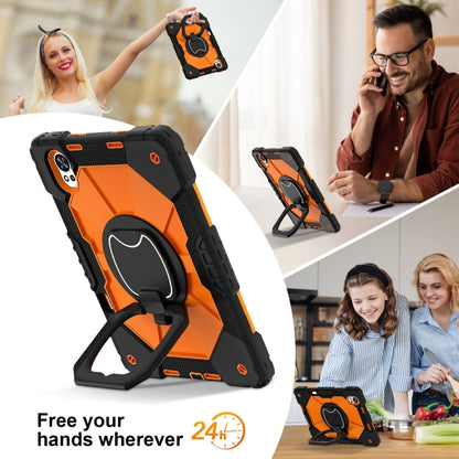 For Huawei MatePad Air 12 2024 Contrast Color Robot Silicone Hybrid PC Tablet Case(Black Orange) - Huawei by buy2fix | Online Shopping UK | buy2fix