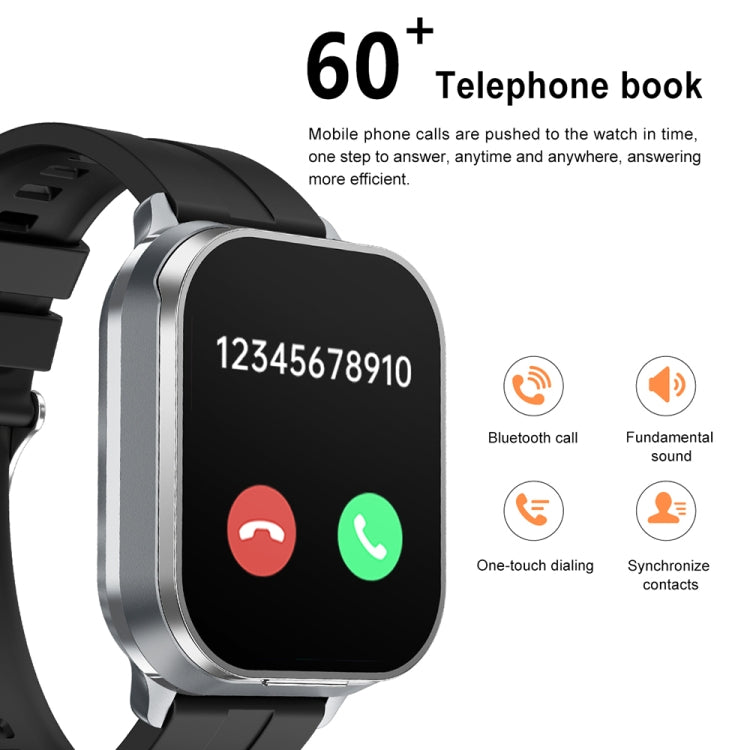 D8 Pro 2.01 inch 2 in 1 Bluetooth Earphone Silicone Strap Smart Watch, Support NFC with Cover(Space Grey) - Smart Watches by buy2fix | Online Shopping UK | buy2fix