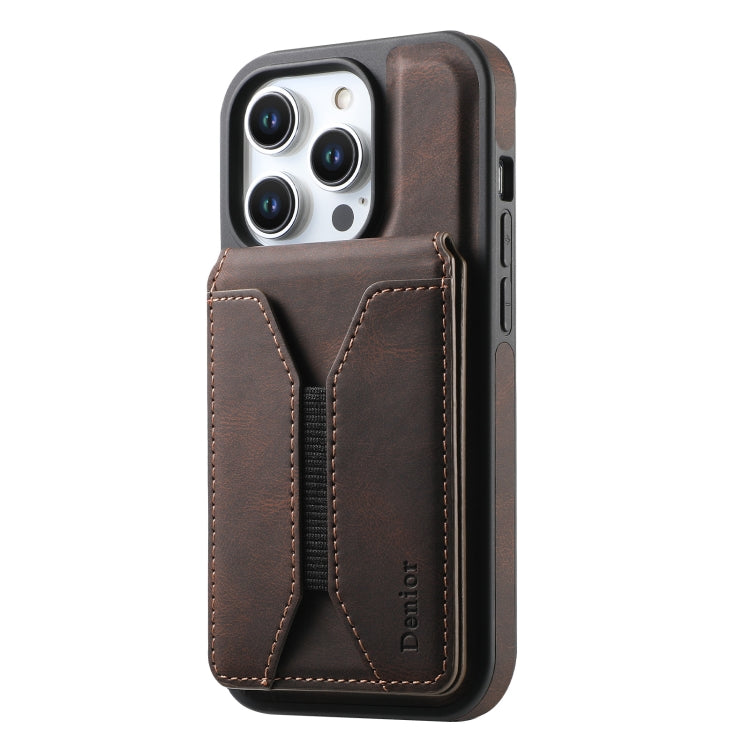 For iPhone 16 Pro Max Denior D17 Skin Feel MagSafe Detachable Card Slot Phone Case(Brown) - iPhone 16 Pro Max Cases by Denior | Online Shopping UK | buy2fix