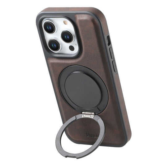 For iPhone 16 Pro Max Denior A14 Skin Feel Rotating Holder MagSafe Phone Case(Brown) - iPhone 16 Pro Max Cases by Denior | Online Shopping UK | buy2fix