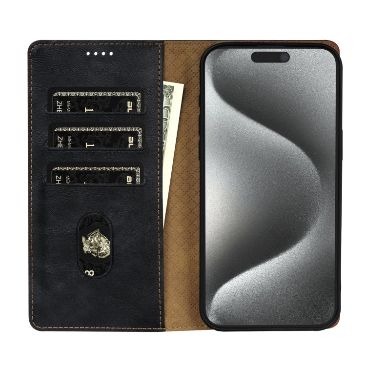 For iPhone 16 Pro Max N.BEKUS CSJ-P1 Solid Color Leather Phone Case(Black) - iPhone 16 Pro Max Cases by N.BEKUS | Online Shopping UK | buy2fix