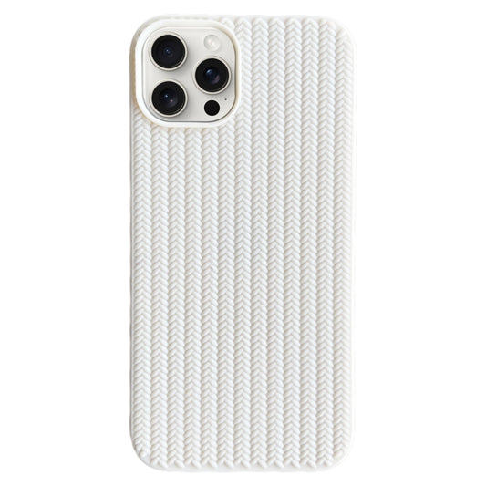 For iPhone 16 Pro Max Weave Texture TPU Phone Case(White) - iPhone 16 Pro Max Cases by buy2fix | Online Shopping UK | buy2fix