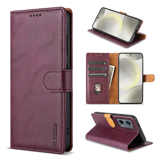 For Motorola Moto G 5G 2024 N.BEKUS CSJ-P1 Solid Color Leather Phone Case(Wine Red) - Motorola Cases by N.BEKUS | Online Shopping UK | buy2fix