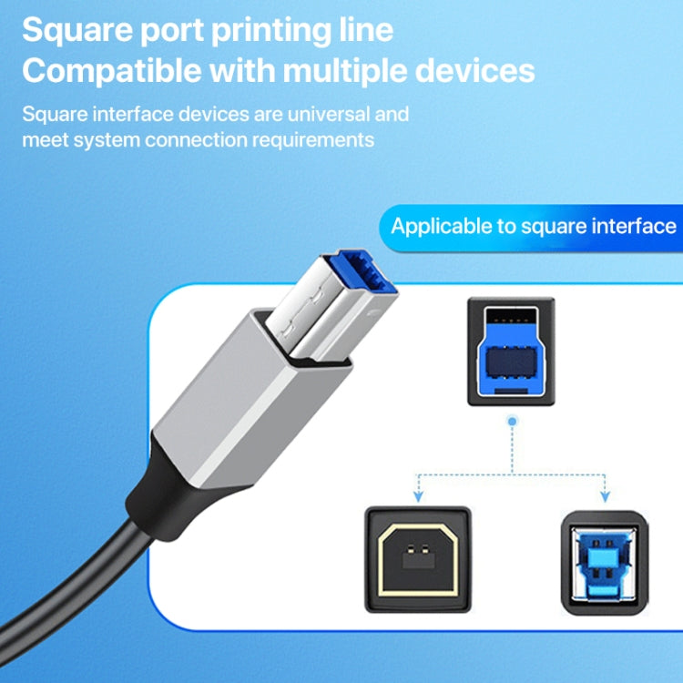 USB 3.0 A Male to USB-B Square Interface Printer Data Transmission Adapter Cable, Length:2m - USB Cable by buy2fix | Online Shopping UK | buy2fix