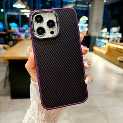 For iPhone 15 Pro Carbon Fiber Texture MagSafe Magnetic Shockproof Phone Case(Purple) - iPhone 15 Pro Cases by buy2fix | Online Shopping UK | buy2fix