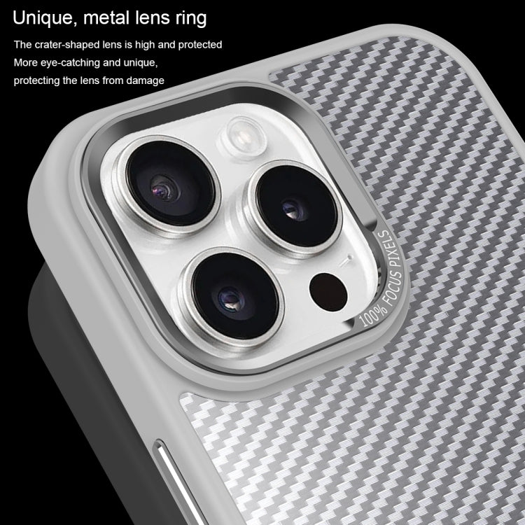 For iPhone 14 Pro Carbon Fiber Texture MagSafe Magnetic Shockproof Phone Case(Grey) - iPhone 14 Pro Cases by buy2fix | Online Shopping UK | buy2fix