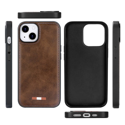 For iPhone 15 Pro Max VIETAO Plain Leather Stitching PU Phone Case(Brown) - iPhone 15 Pro Max Cases by VIETAO | Online Shopping UK | buy2fix