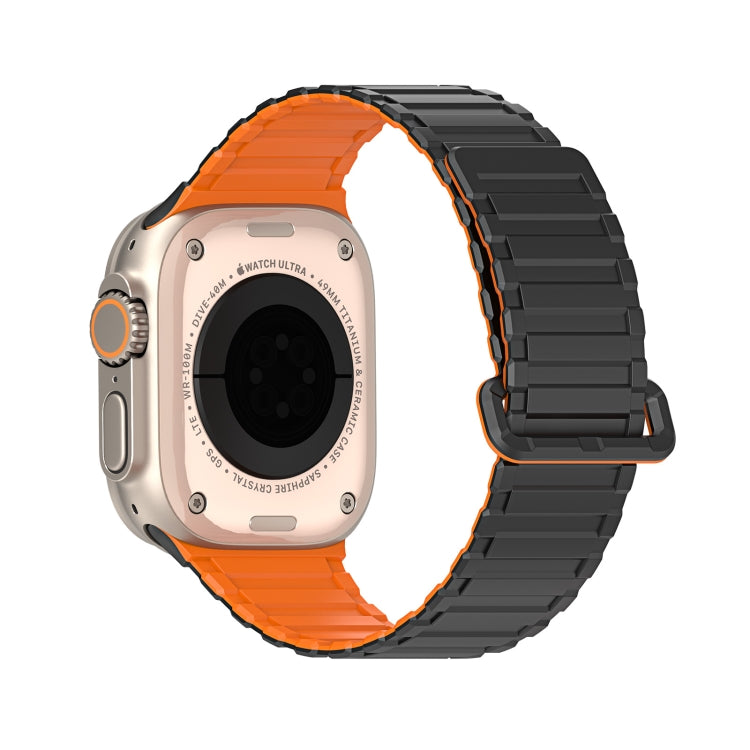 For Apple Watch Series 2 42mm DUX DUCIS KJ Series Magnetic Buckle Silicone Watch Band(Black Orange) - Watch Bands by DUX DUCIS | Online Shopping UK | buy2fix