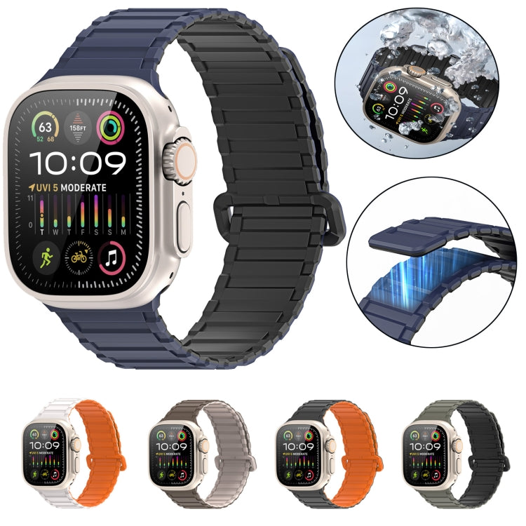 For Apple Watch Series 4 44mm DUX DUCIS KJ Series Magnetic Buckle Silicone Watch Band(Black Green) - Watch Bands by DUX DUCIS | Online Shopping UK | buy2fix