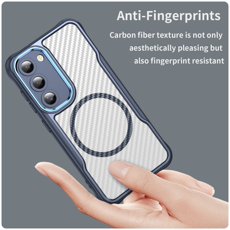 For Samsung Galaxy S23 5G Carbon Fiber Texture MagSafe Translucent Phone Case(Blue) - Galaxy S23 5G Cases by buy2fix | Online Shopping UK | buy2fix