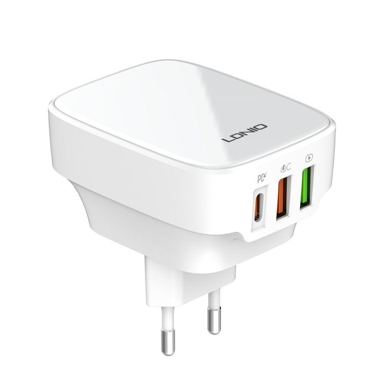 LDNIO Q334 32W Type-C + Dual USB Port Charger with 1m Micro USB Data Cable, Plug Type:EU Plug(White) - USB Charger by LDNIO | Online Shopping UK | buy2fix