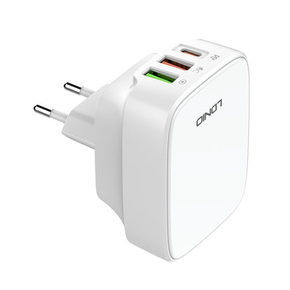 LDNIO Q334 32W Type-C + Dual USB Port Charger with 1m Micro USB Data Cable, Plug Type:EU Plug(White) - USB Charger by LDNIO | Online Shopping UK | buy2fix