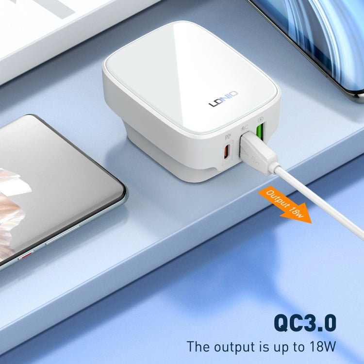 LDNIO Q334 32W Type-C + Dual USB Port Charger with 1m Micro USB Data Cable, Plug Type:EU Plug(White) - USB Charger by LDNIO | Online Shopping UK | buy2fix