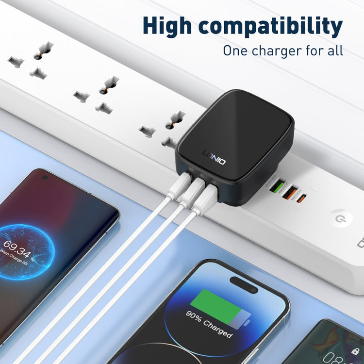 LDNIO Q334 32W Type-C + Dual USB Port Charger with 1m USB-C / Type-C to 8 Pin Data Cable, Plug Type:UK Plug(White) - USB Charger by LDNIO | Online Shopping UK | buy2fix