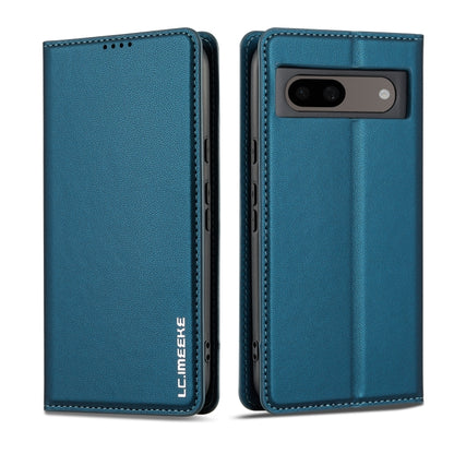 For Google Pixel 8A LC.IMEEKE L1 Series Frosted Fine Texture PU Phone Case(Blue) - Google Cases by LC.IMEEKE | Online Shopping UK | buy2fix