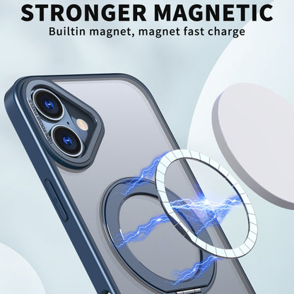 For iPhone 16 Wing Series MagSafe Magnetic Ring Holder Phone Case(Blue) - iPhone 16 Cases by buy2fix | Online Shopping UK | buy2fix