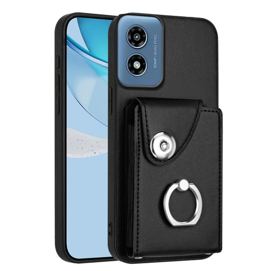 For Motorola Moto G Play 2024 5G Organ Card Bag Ring Holder Phone Case(Black) - Motorola Cases by buy2fix | Online Shopping UK | buy2fix