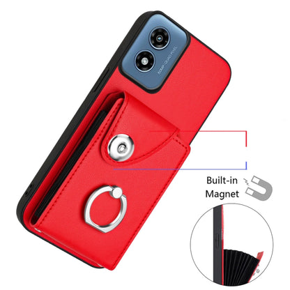 For Motorola Moto G Play 2024 5G Organ Card Bag Ring Holder Phone Case(Red) - Motorola Cases by buy2fix | Online Shopping UK | buy2fix