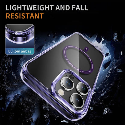 For iPhone 16 Pro Max Airbag Magsafe PC Hybrid TPU Phone Case(Clear Purple) - iPhone 16 Pro Max Cases by buy2fix | Online Shopping UK | buy2fix