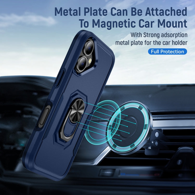 For iPhone 16 Plus Pioneer Armor Heavy Duty PC + TPU Phone Case with Holder(Blue) - iPhone 16 Plus Cases by buy2fix | Online Shopping UK | buy2fix