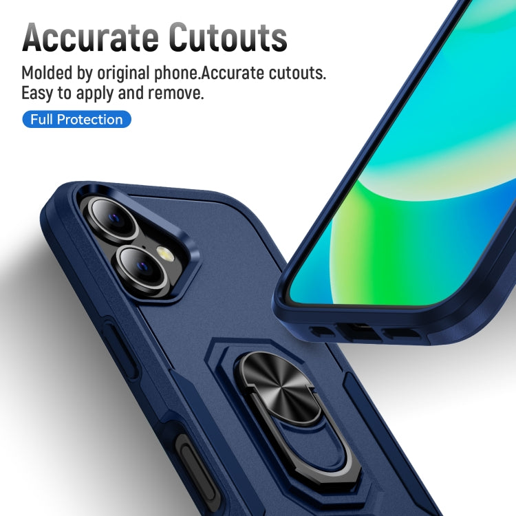 For iPhone 16 Pioneer Armor Heavy Duty PC + TPU Phone Case with Holder(Blue) - iPhone 16 Cases by buy2fix | Online Shopping UK | buy2fix