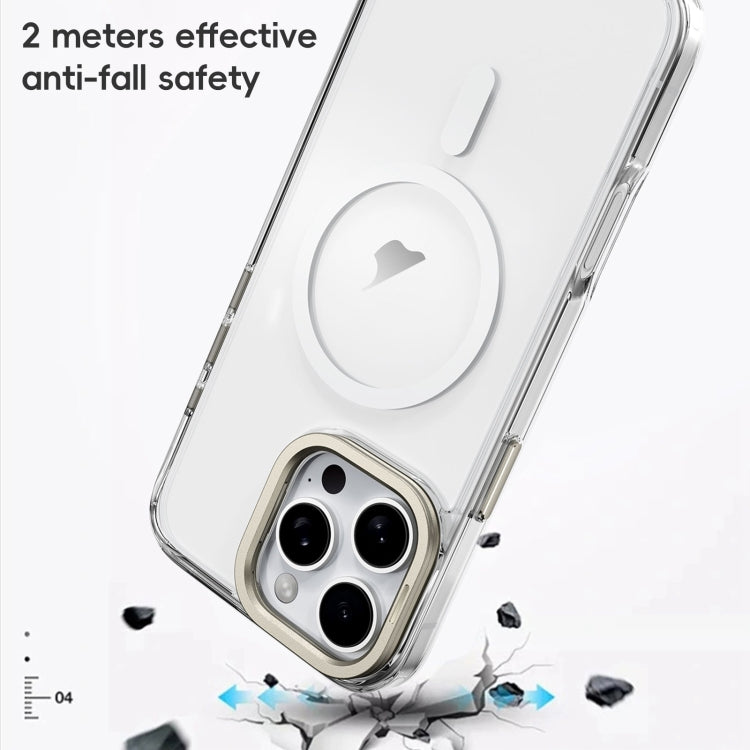 For iPhone 16 Frosted Crystal Clear Lens Holder MagSafe Magnetic Phone Case(Transparent) - iPhone 16 Cases by buy2fix | Online Shopping UK | buy2fix