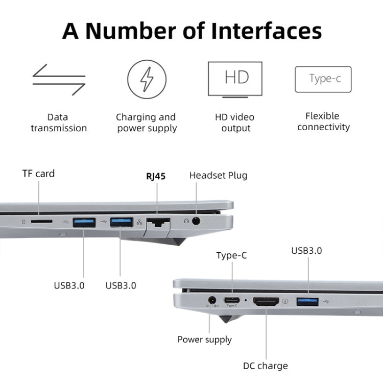 14 inch Windows 11 Laptop, 8GB+128GB, Gen 4th Intel Core i3 CPU, 180 Degree Rotation Axis(Silver) - Others by buy2fix | Online Shopping UK | buy2fix