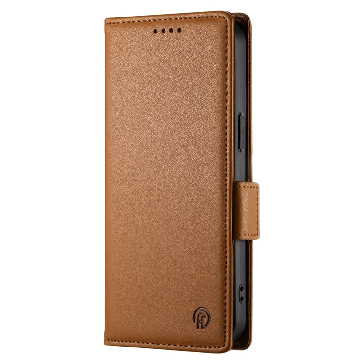 For Redmi K70 Ultra Side Buckle Magnetic Frosted Leather Phone Case(Brown) - Xiaomi Cases by buy2fix | Online Shopping UK | buy2fix