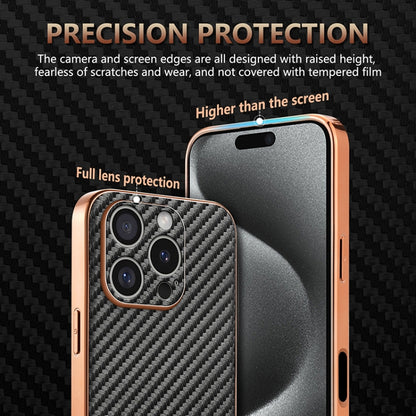 For iPhone 16 Pro Max AZNS Electroplated Edge Carbon Fiber Texture Phone Case(Black) - iPhone 16 Pro Max Cases by AZNS | Online Shopping UK | buy2fix