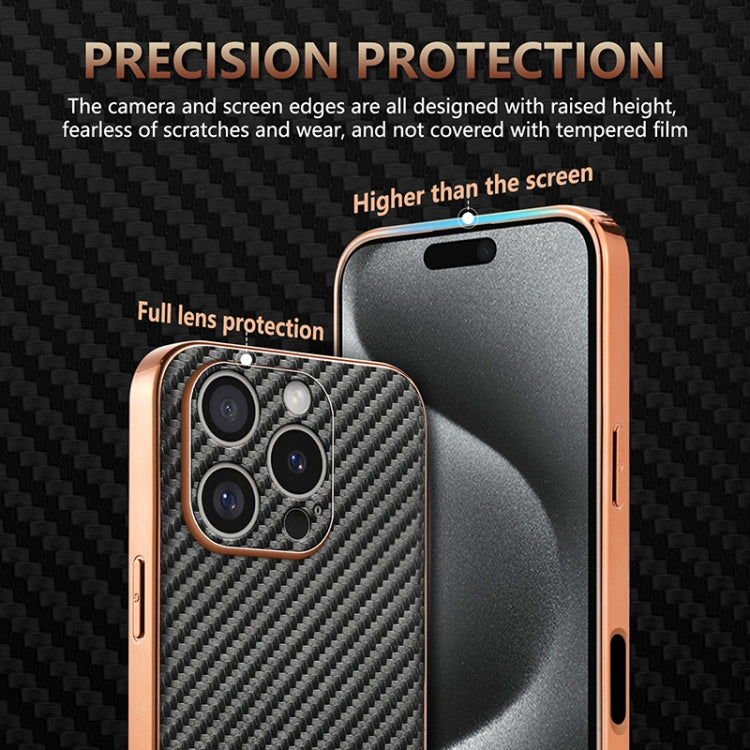 For iPhone 16 Pro AZNS Electroplated Edge Carbon Fiber Texture Phone Case(Blue) - iPhone 16 Pro Cases by AZNS | Online Shopping UK | buy2fix