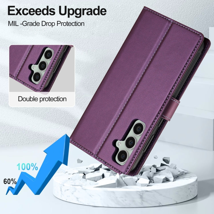 For Samsung Galaxy S24+ 5G LC.IMEEKE L2 Series Detachable Magsafe PU Phone Case with Lanyard(Purple) - Galaxy S24+ 5G Cases by LC.IMEEKE | Online Shopping UK | buy2fix