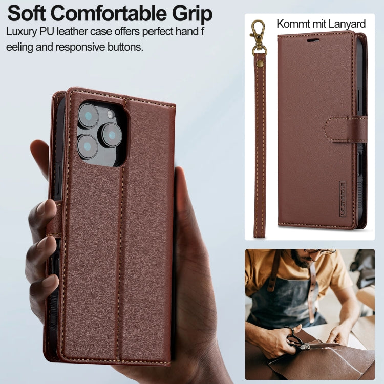 For iPhone 16 Pro LC.IMEEKE L2 Series Detachable Magsafe PU Phone Case with Lanyard(Brown) - iPhone 16 Pro Cases by LC.IMEEKE | Online Shopping UK | buy2fix