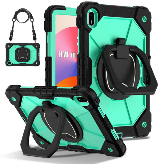 For Huawei Matepad SE 11 2024 Contrast Color Robot Silicone Hybrid PC Tablet Case(Black Mint Green) - Huawei by buy2fix | Online Shopping UK | buy2fix